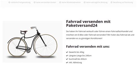 fahrrad versenden anbieter.